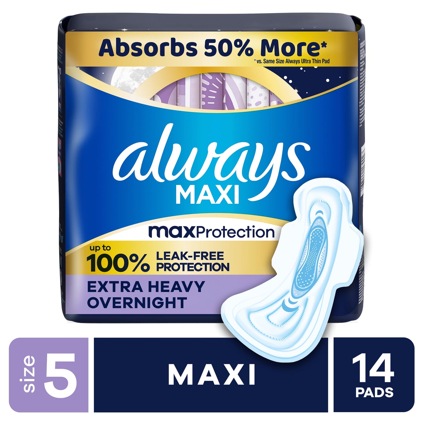 Pack of overnight maxi pads with wings