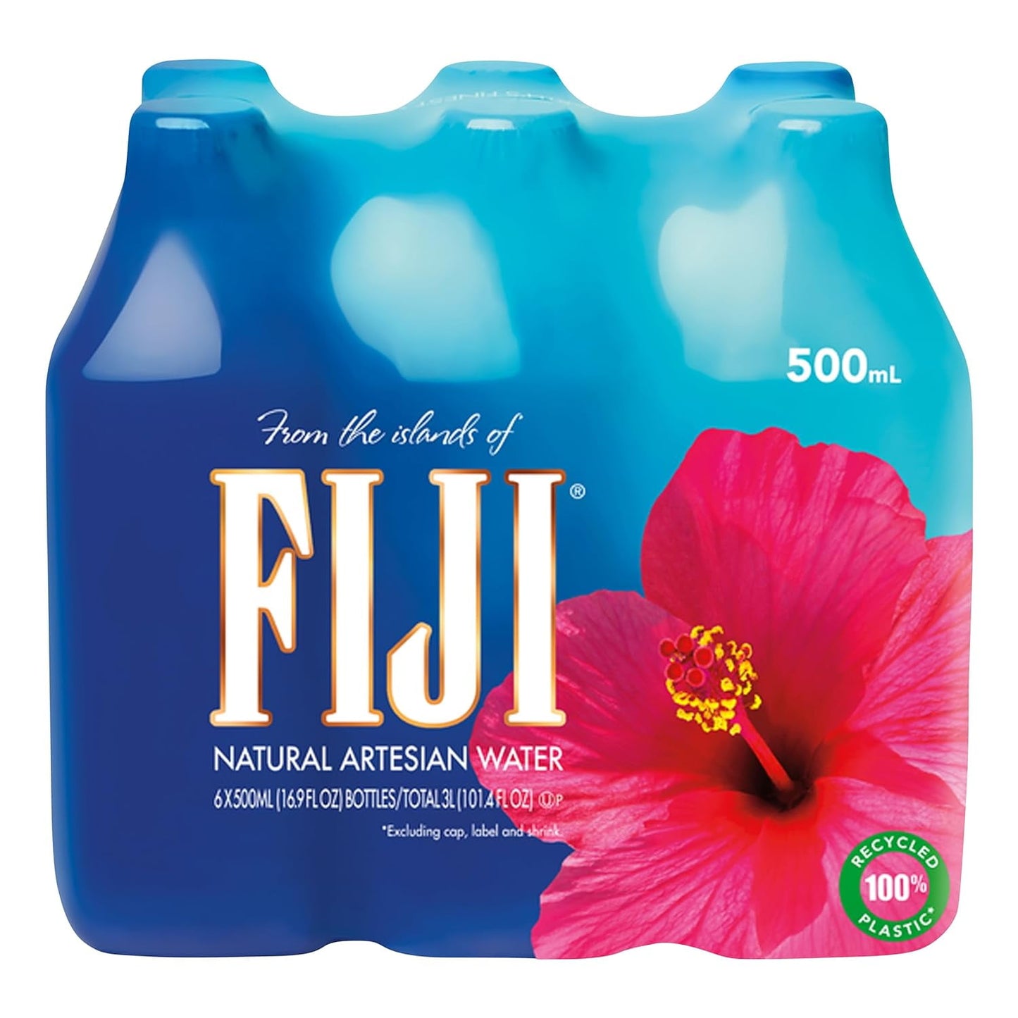 Six-pack of 500 ml bottled water