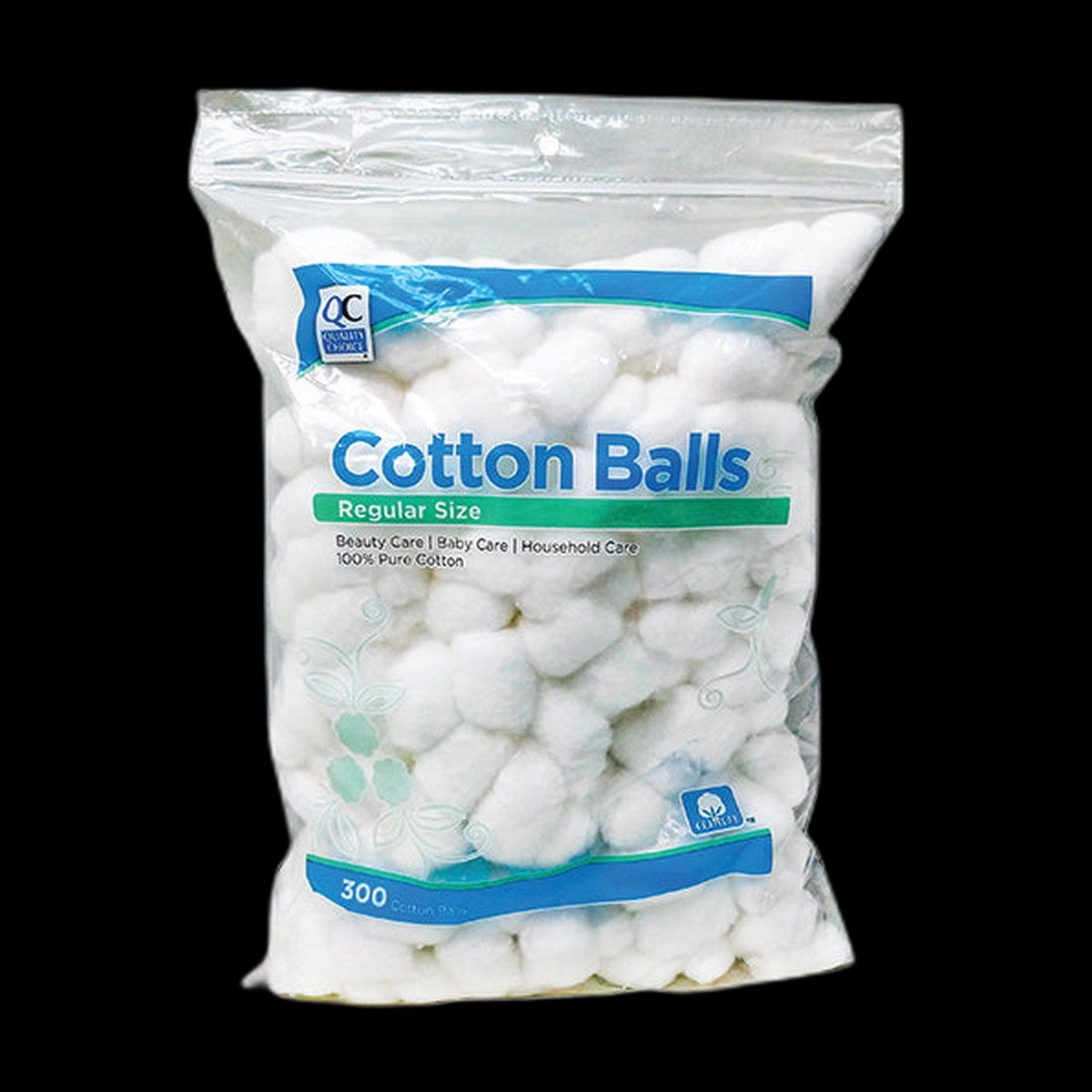 Cotton balls pack on black background