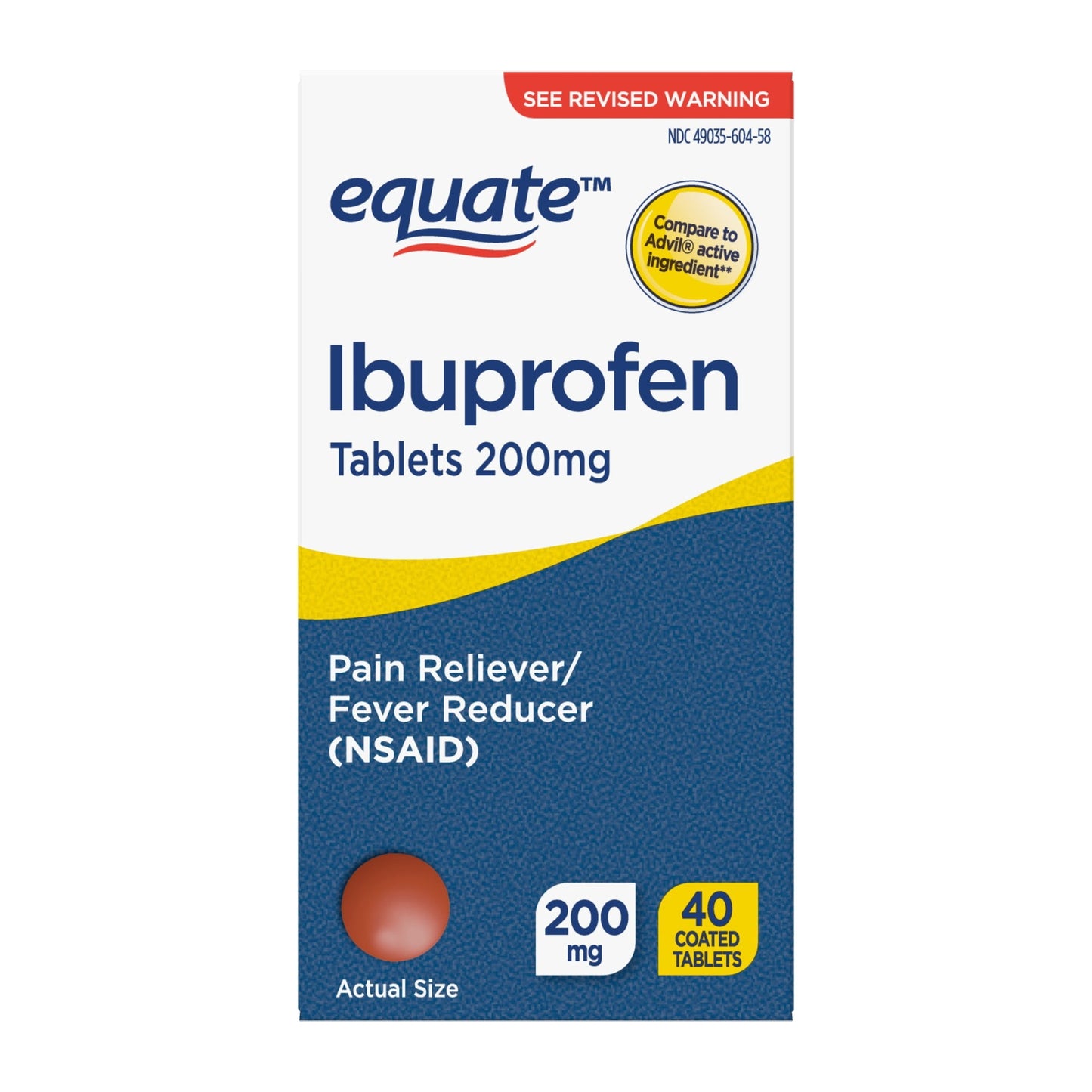 Bottle of 200 mg ibuprofen tablets