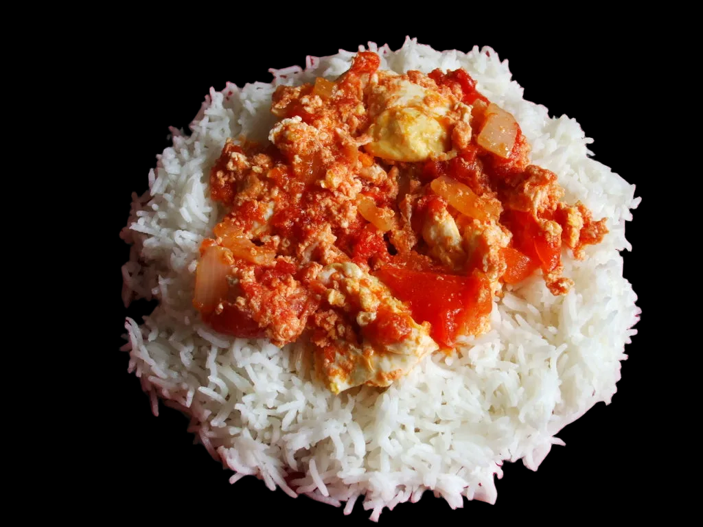 Plain Rice with Garden Egg Stew