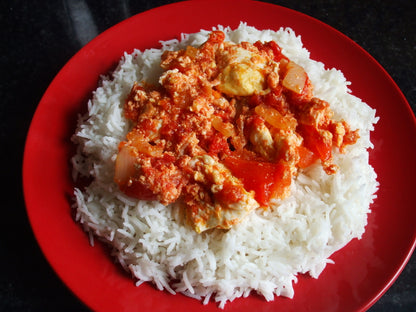 Plain Rice with Garden Egg Stew