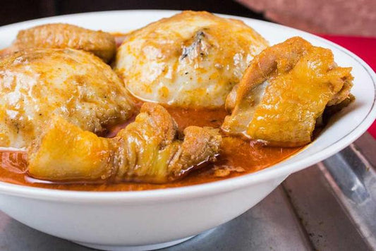 Rice balls with groundnut soup