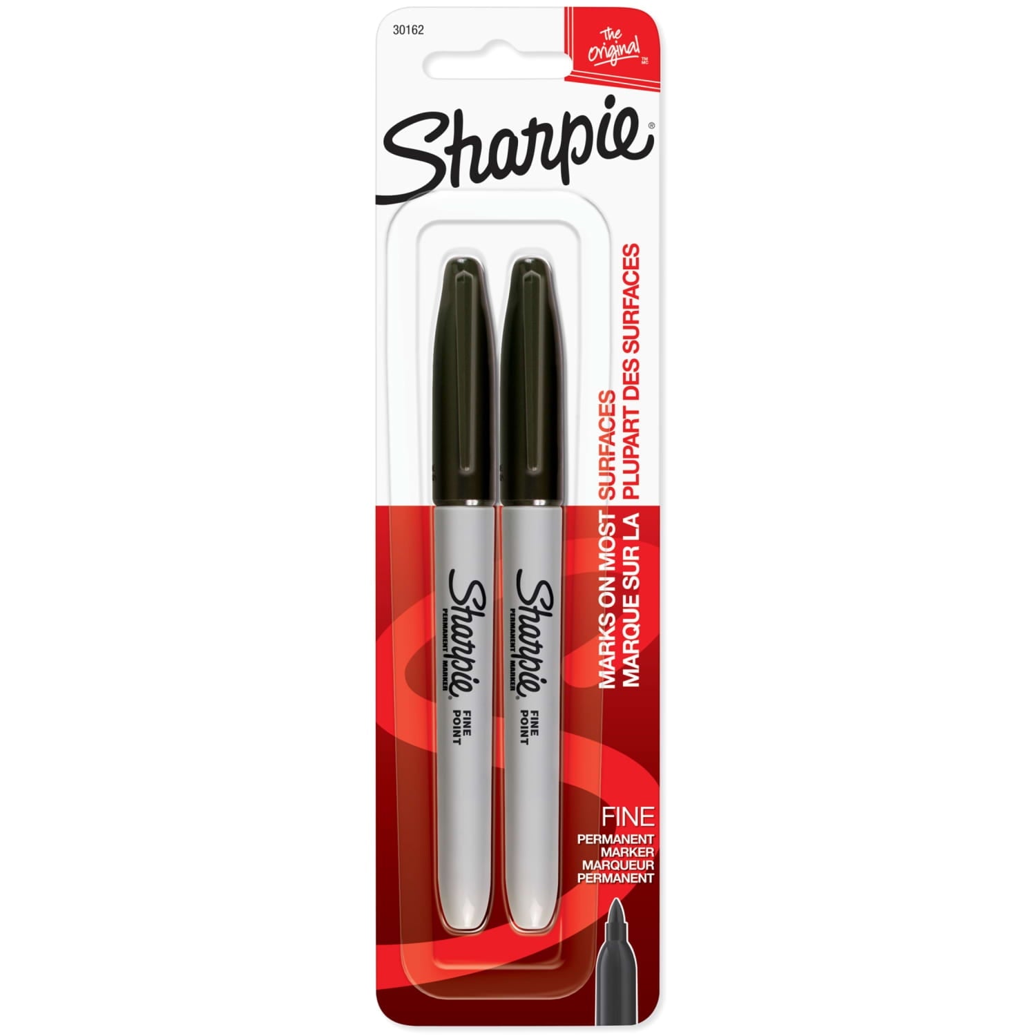 Two black fine-point permanent markers