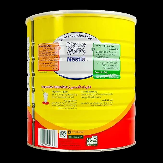 Nido Milk Powder tin - alternate view on black background