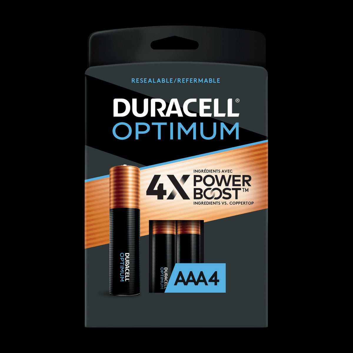 AAA batteries pack on black background