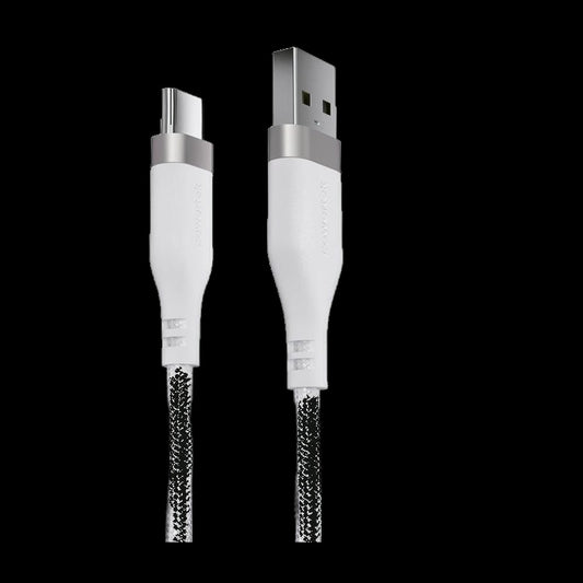 Phone charger cable on black background