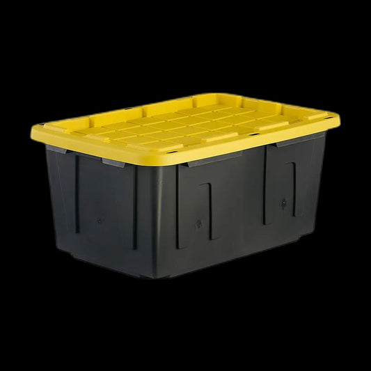 Plastic storage container on black background