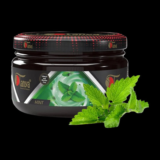 Mint herbal shisha jar on black background