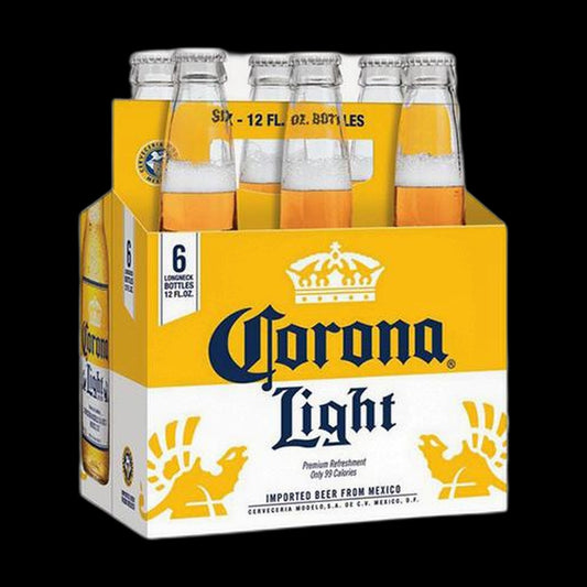Corona lager six pack on black background