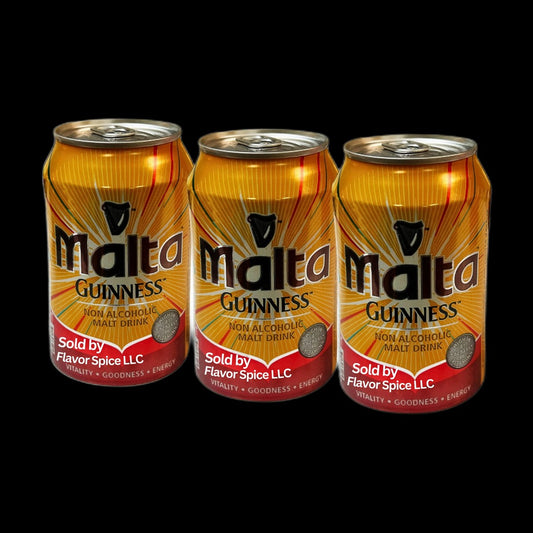 Malta Guinness cans on black background