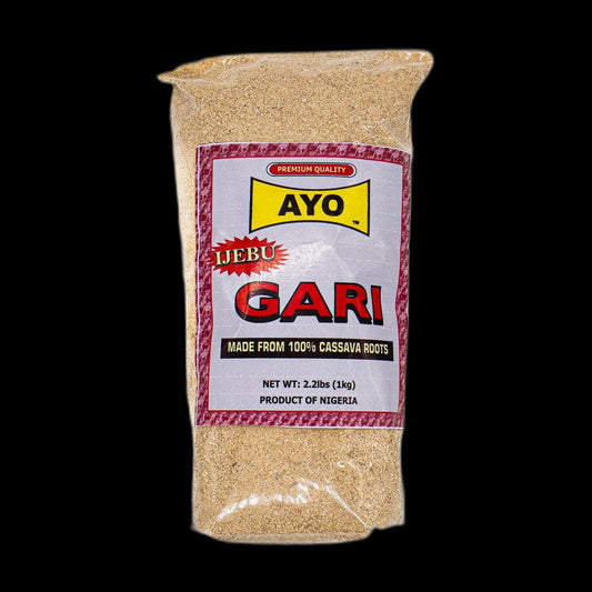 Ijebu gari pack on black background