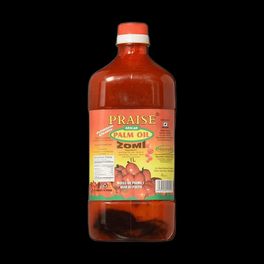 Zomi palm oil bottle on black background