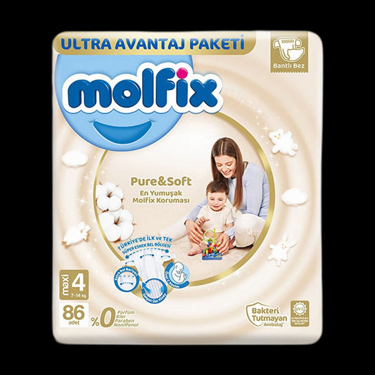 Molfix diapers pack on black background
