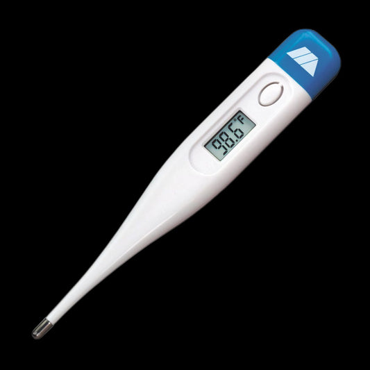 Digital thermometer on black background