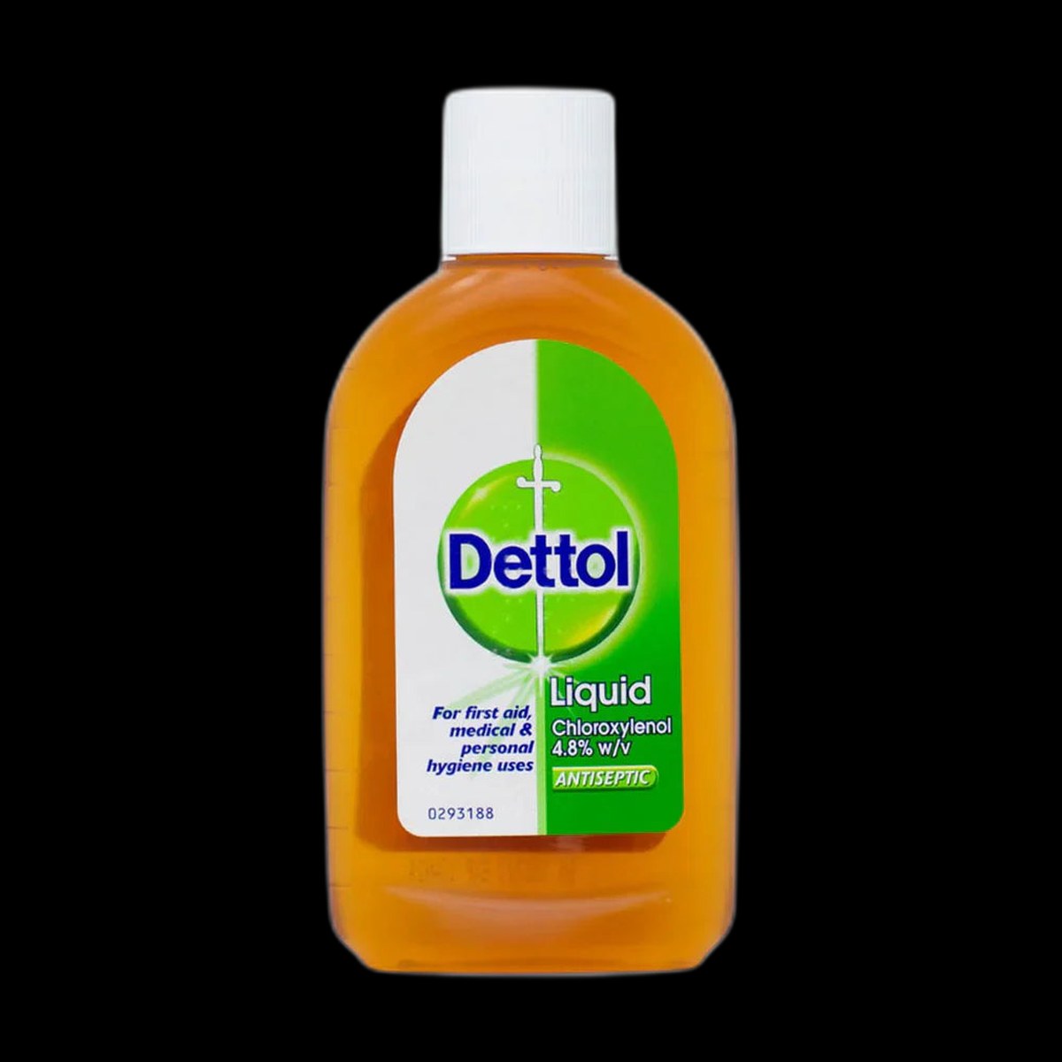 Dettol antiseptic liquid on black background
