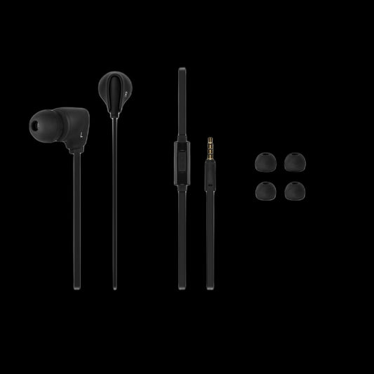 Wired earphones on black background