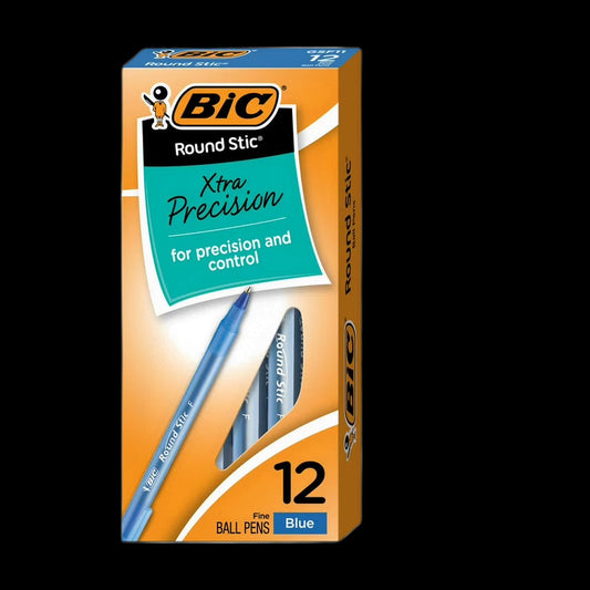 Blue ballpoint pens pack on black background