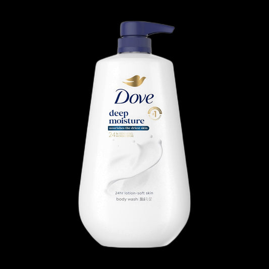 Dove liquid body wash on black background