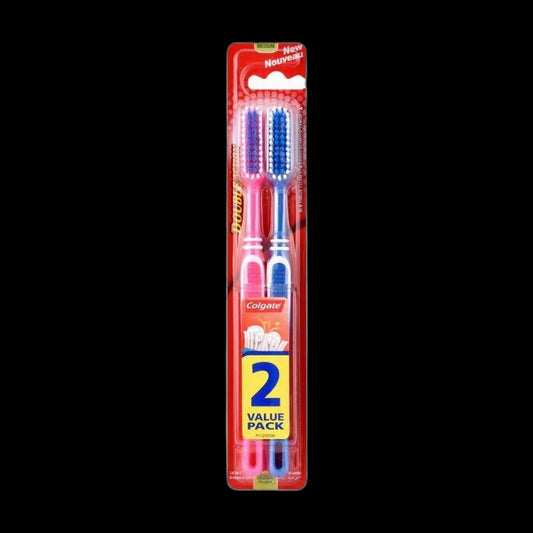 Colgate toothbrushes on black background