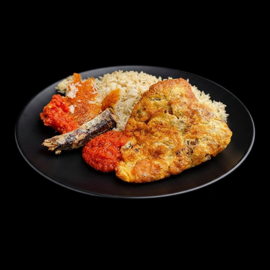 Angwamo (Oil Rice) with Fried Fish