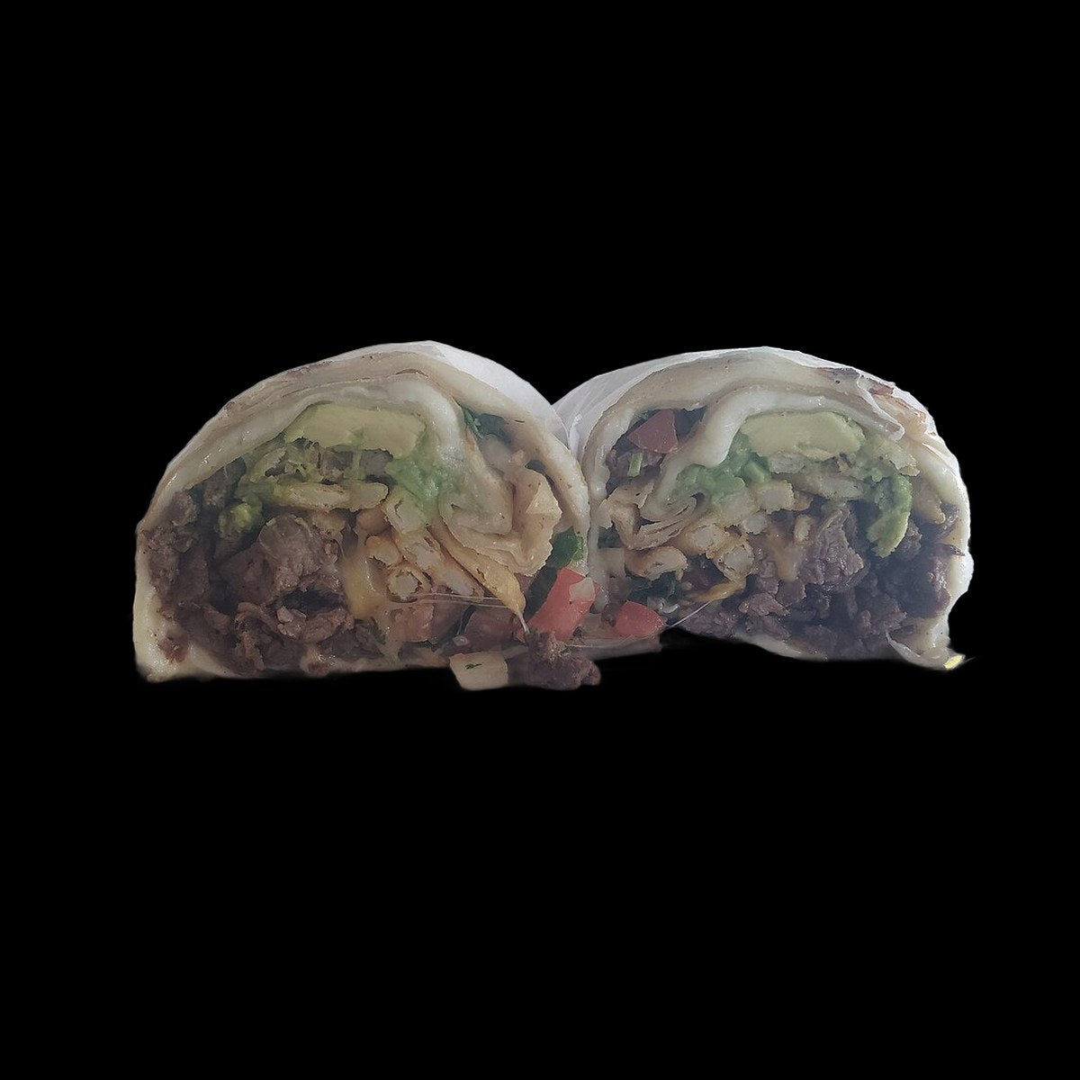 Burrito wrap on black background