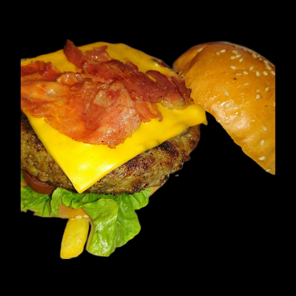 House burger on black background