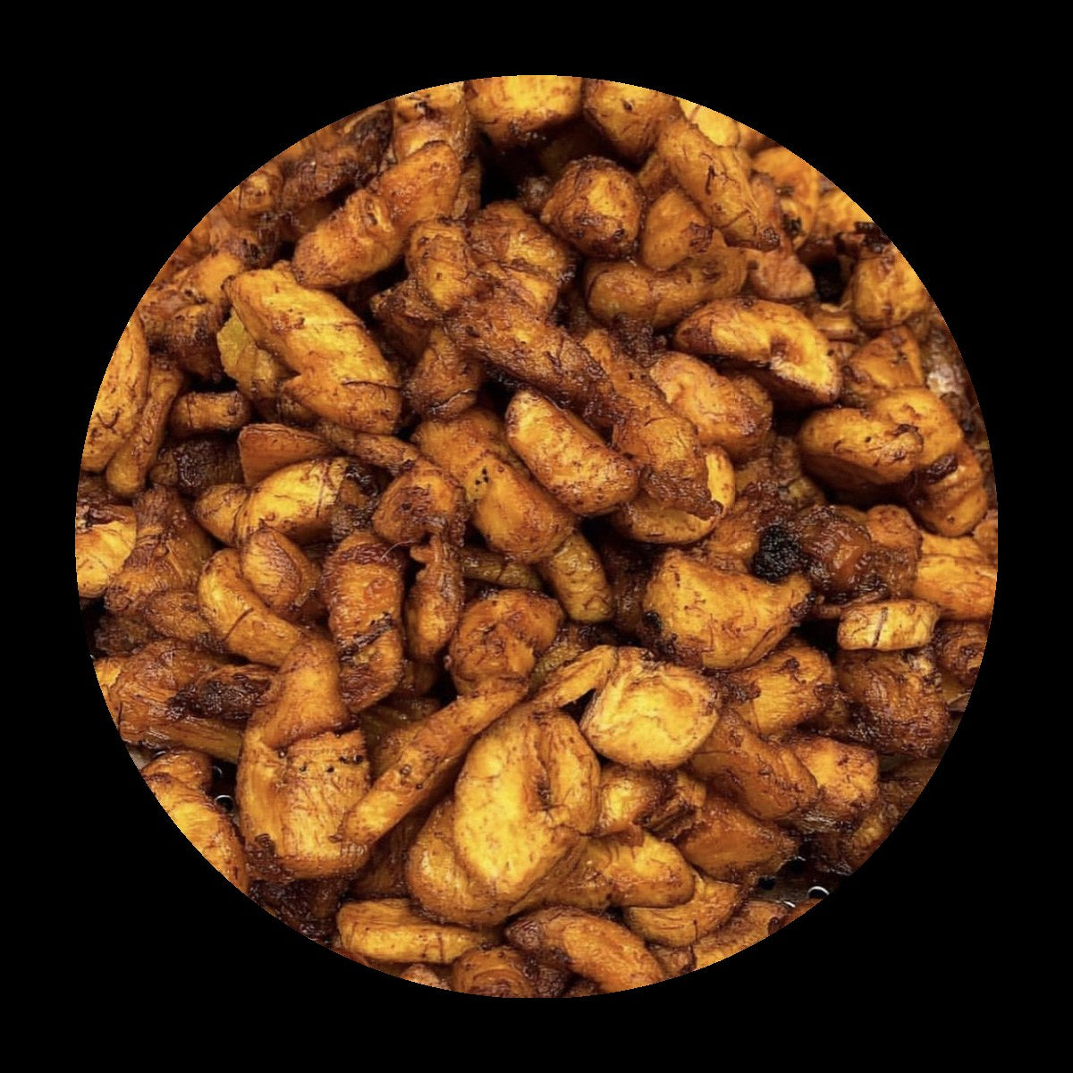 Kelewele sunrise bowl on black background