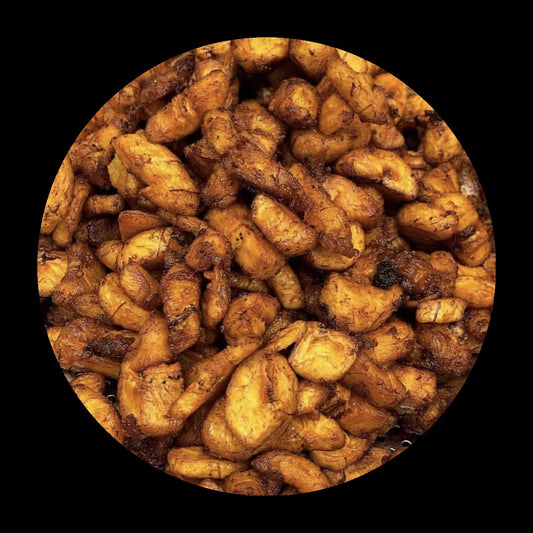 Kelewele sunrise bowl on black background