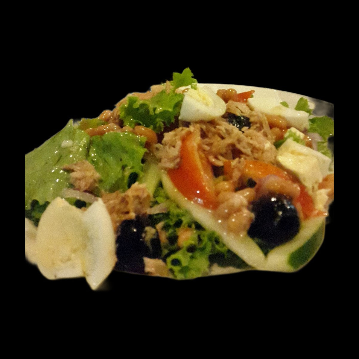Ghanaian salad on black background