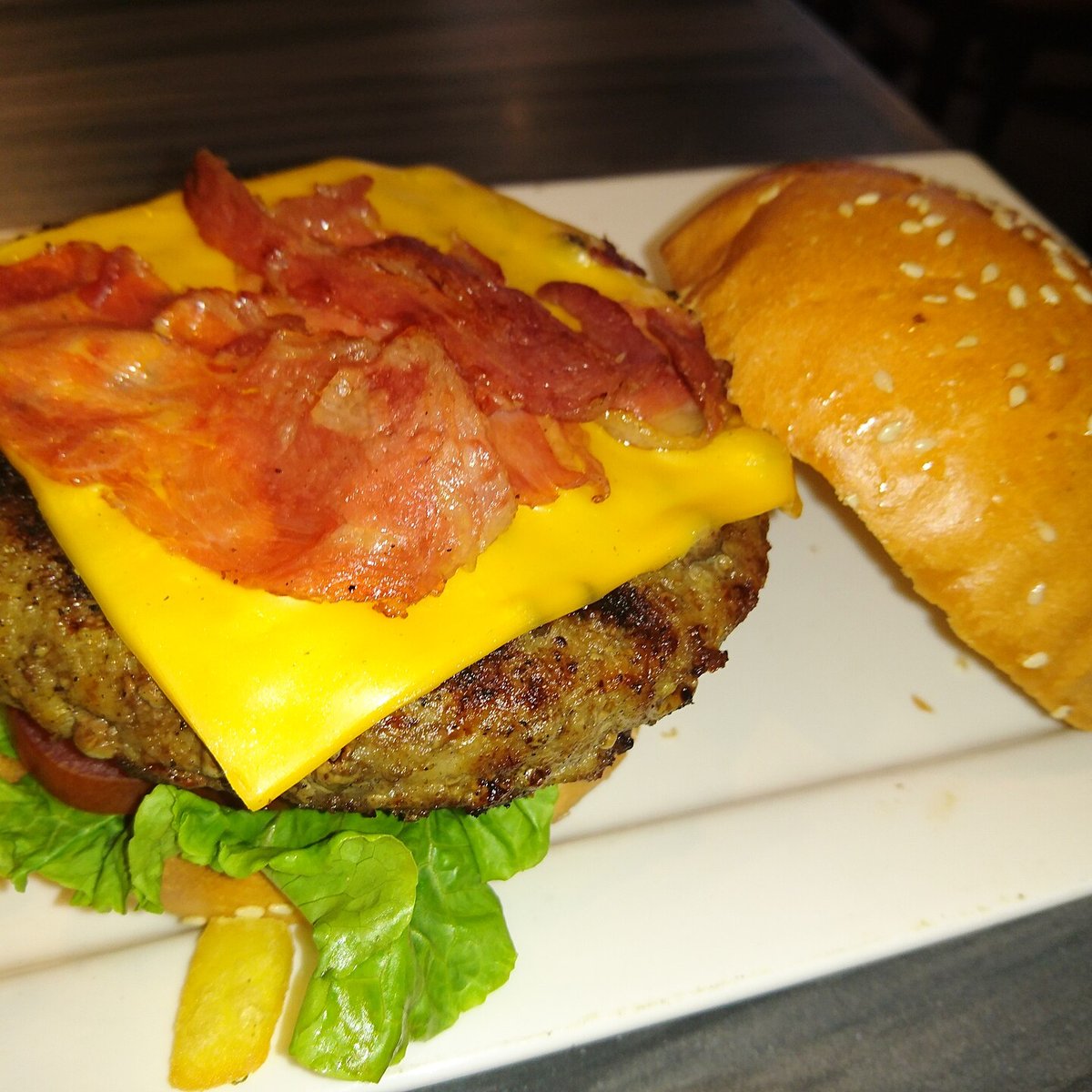 House burger with bacon and melted cheese