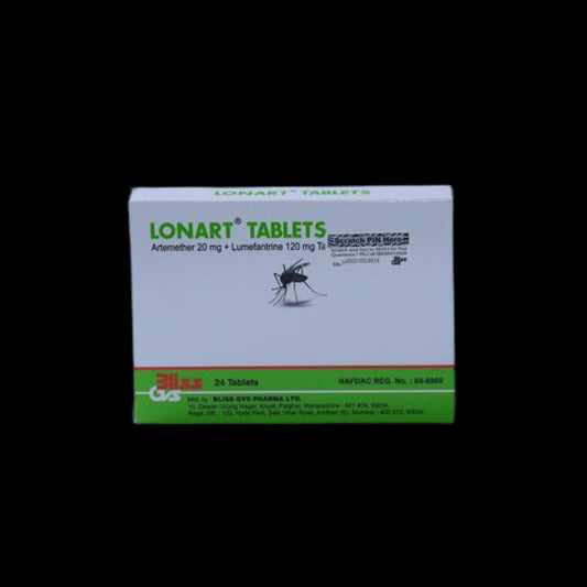 Lonart Artemether/Lumefantrine 20/120mg Antimalarial Tablets (24 Pack)