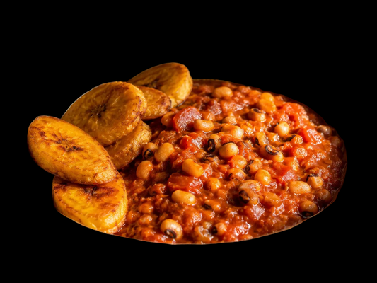 Red red bean stew with fried plantain
